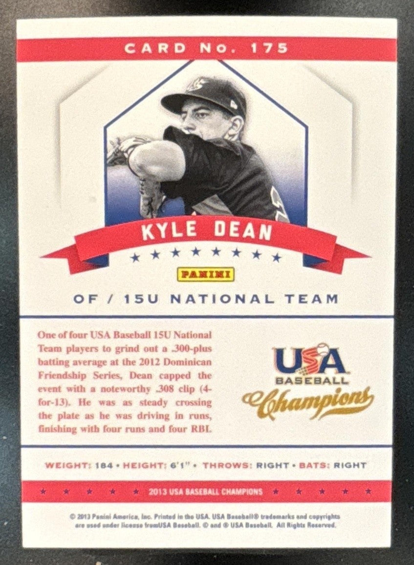 2013 Panini USA Baseball Champions Kyle Dean National Team Mirror Blue /299 #175