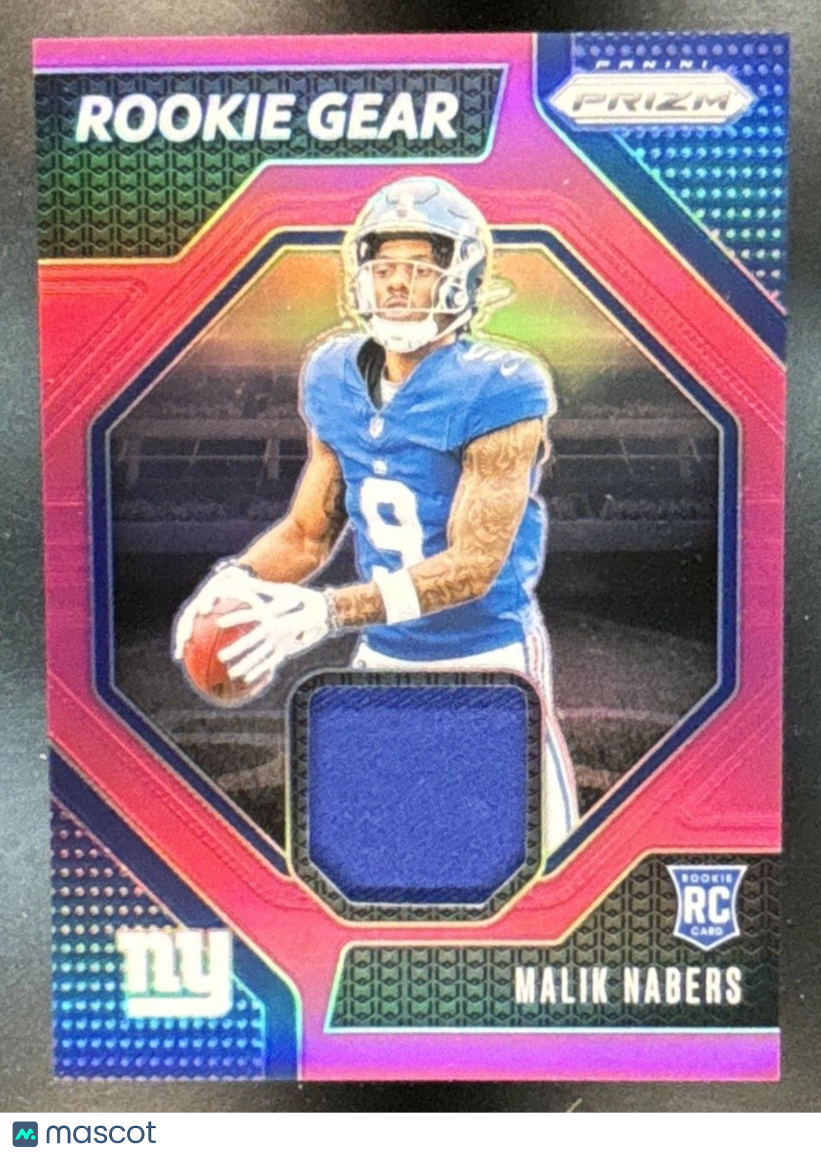 2024 Panini Prizm Malik Nabers Rookie Gear Pink #RG-MNS MEM RC New York Giants