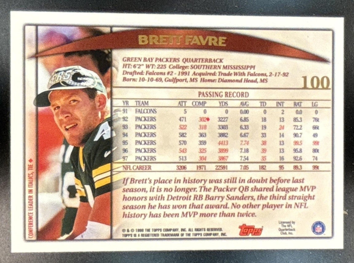 1998 Topps Brett Favre #100 Green Bay Packers