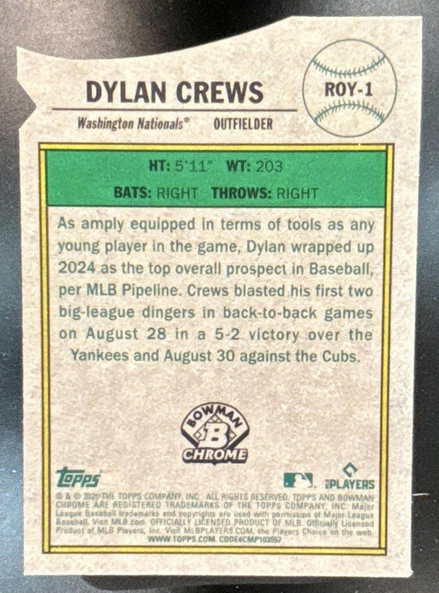 2025 Bowman Dylan Crews Chrome Rookie of the Year Favorites Mega Box RC