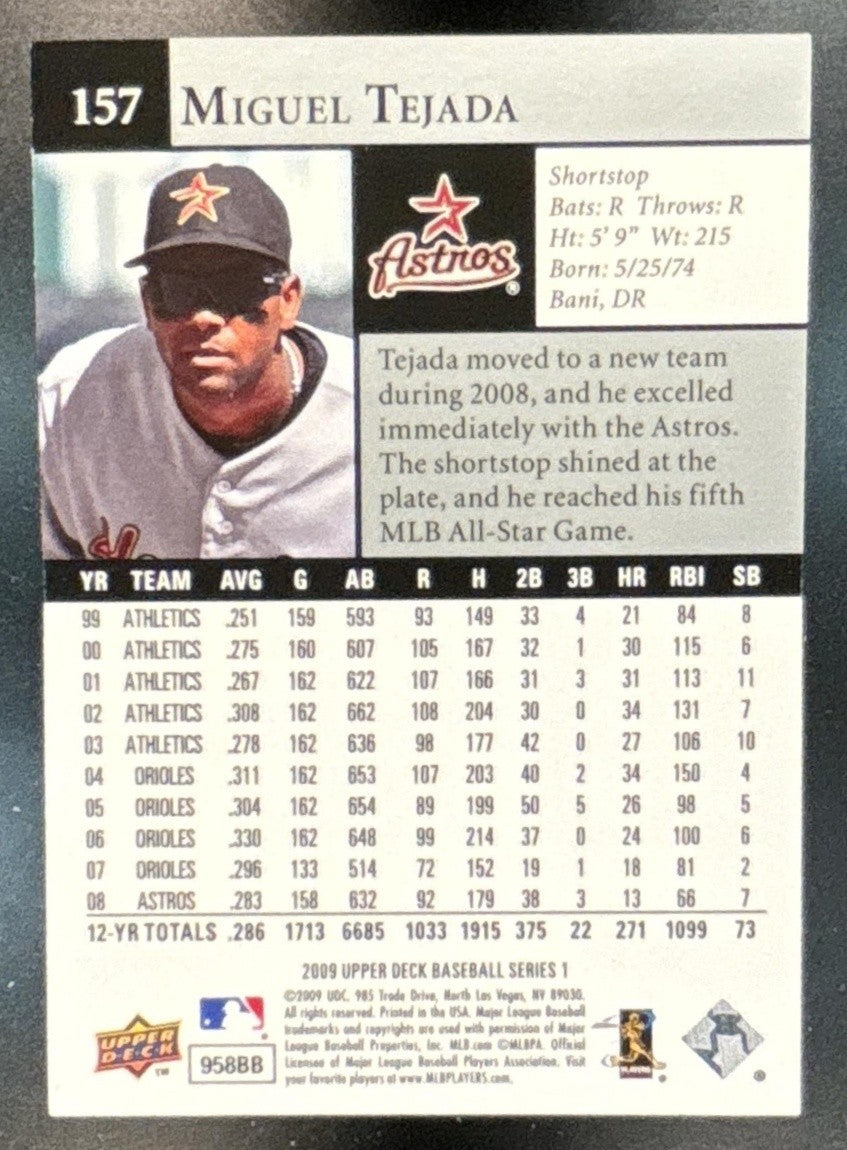 2009 Upper Deck Miguel Tejada Gold /99 #157 Houston Astros