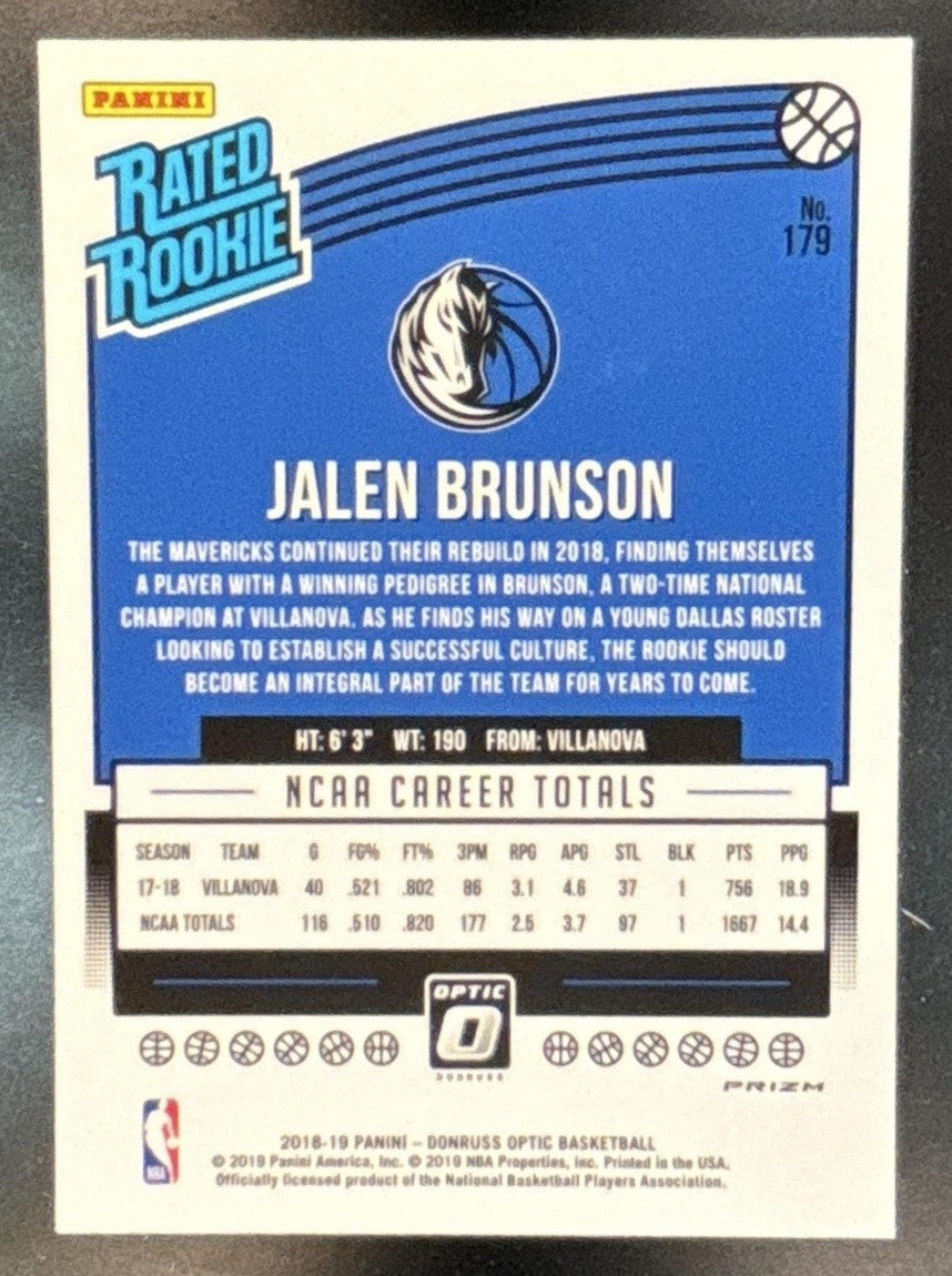 2018-19 Panini Donruss Optic Jalen Brunson Hyper Pink #179 RC Dallas Mavericks