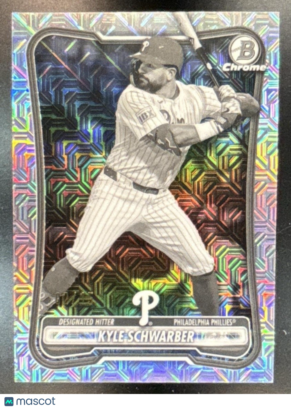 2026 Bowman Mega Box Kyle Schwarber Chrome Black & White Mojo Refractor 2/15 #20