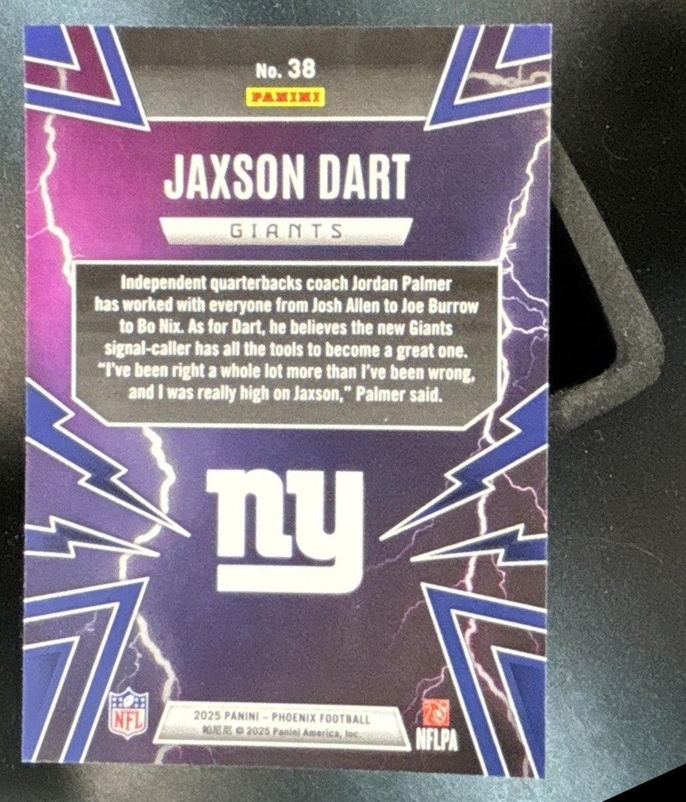 2025 Panini Phoenix Jaxson Dart Thunderbirds #38 RC New York Giants