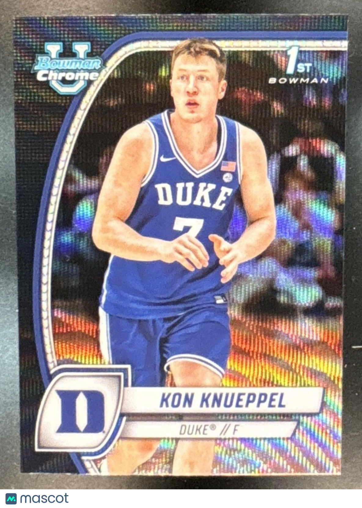 2024-25 Bowman Chrome University Kon Knueppel Black Wave #48 Duke Blue Devils