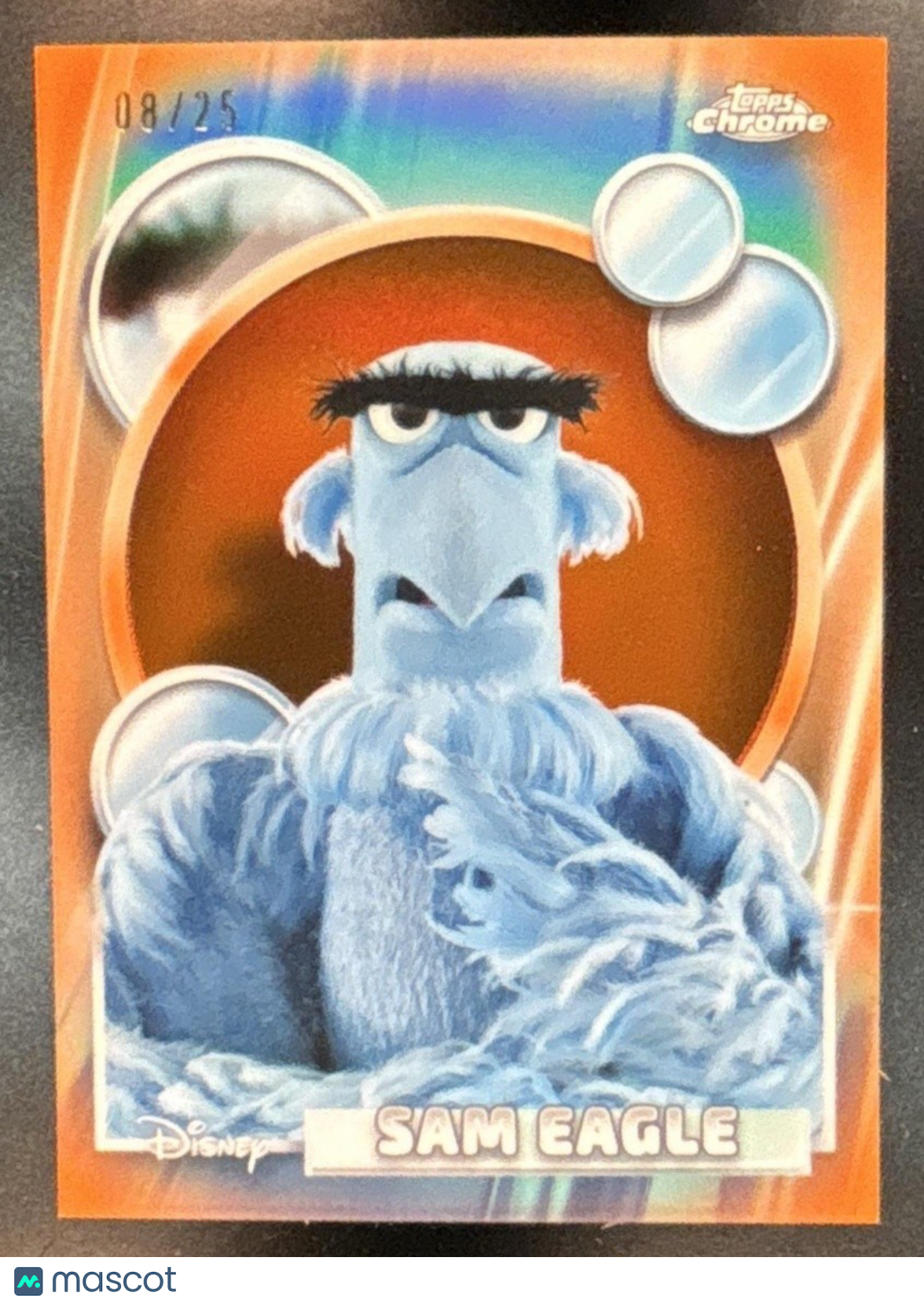 2026 Topps Chrome Disney Sam Eagle Orange Refractor /25 #60 The Muppets