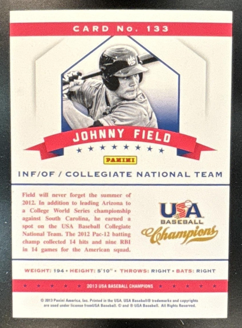 2013 Panini USA Baseball Champions Johnny Field National Team Mirror Red /499