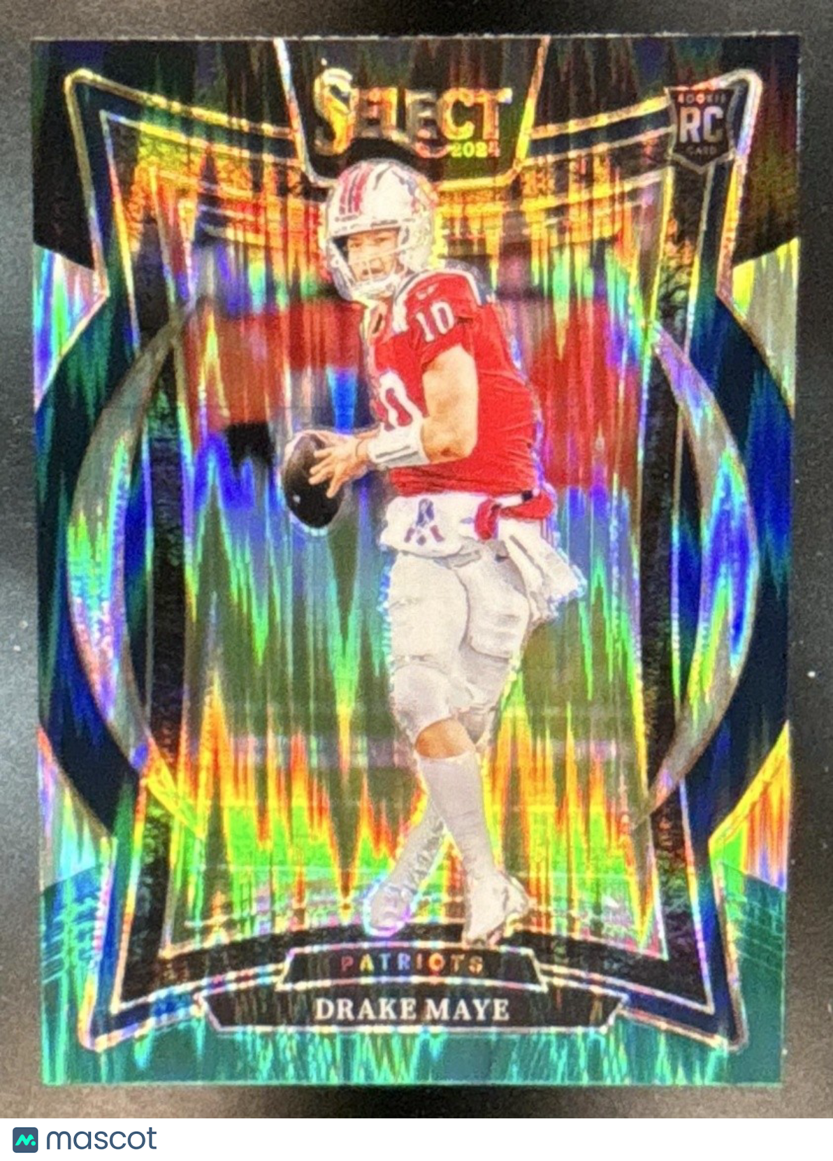 2024 Panini Select Drake Maye Black and Green Shock #27 RC New England Patriots