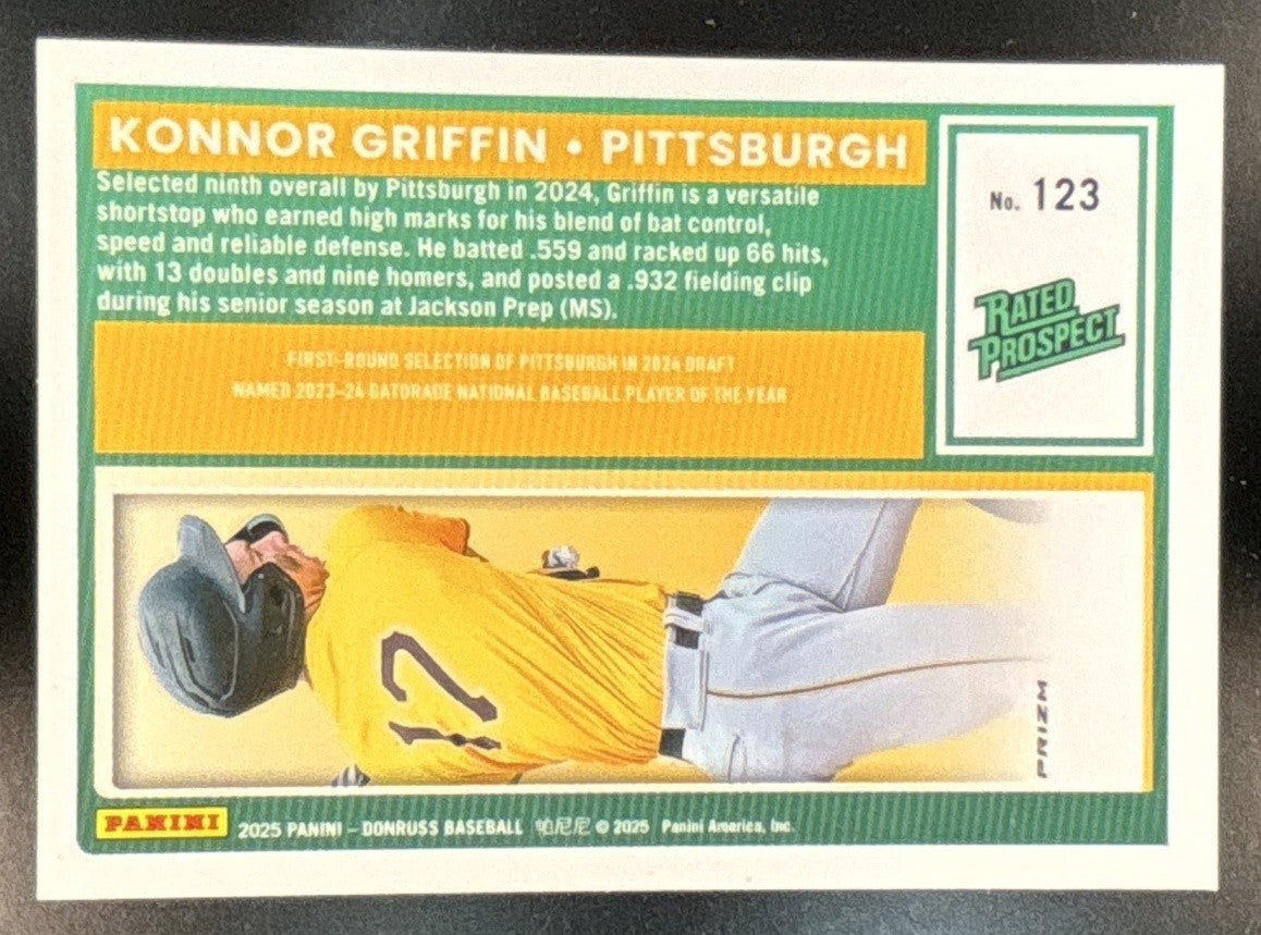 2025 Panini Donruss Konnor Griffin Optic Blue Velocity #123 Pittsburgh Pirates
