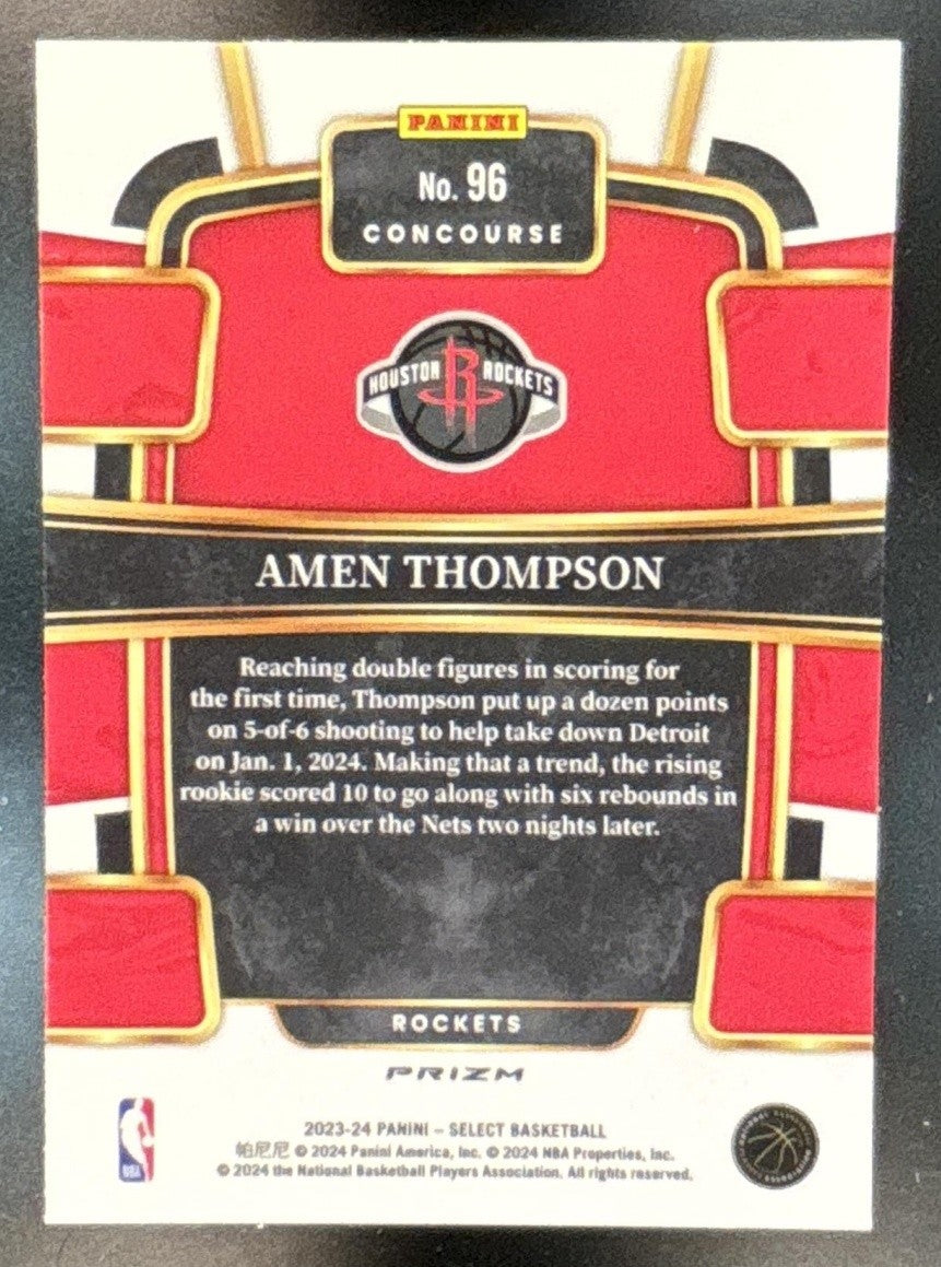 2023-24 Panini Select Amen Thompson Tectonic #96 RC Concourse Houston Rockets