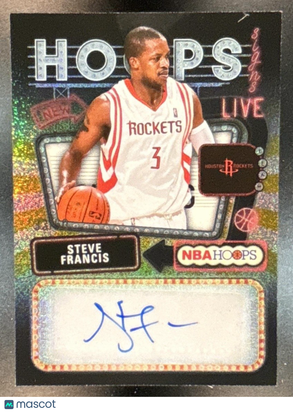 2025-26 Topps Hoops Steve Francis Signs Pixel Burst Gold /50 Auto Rockets