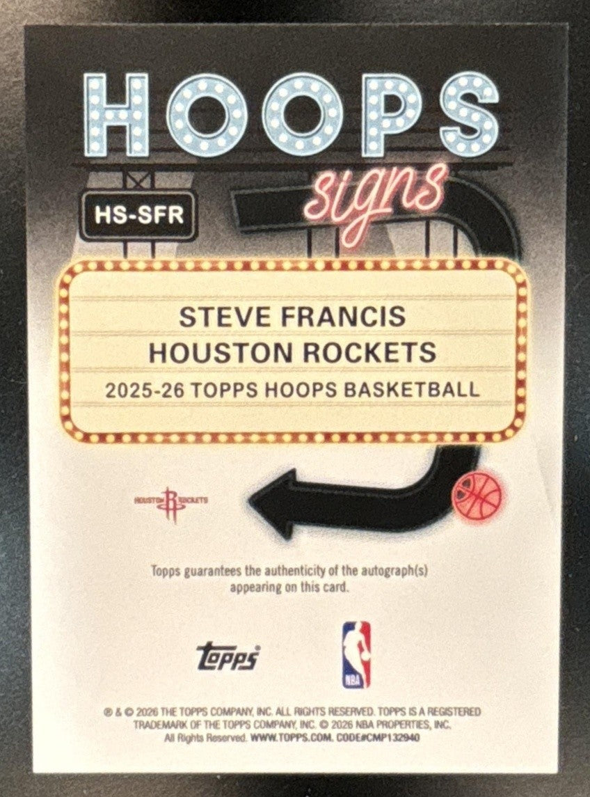 2025-26 Topps Hoops Steve Francis Signs Pixel Burst Gold /50 Auto Rockets