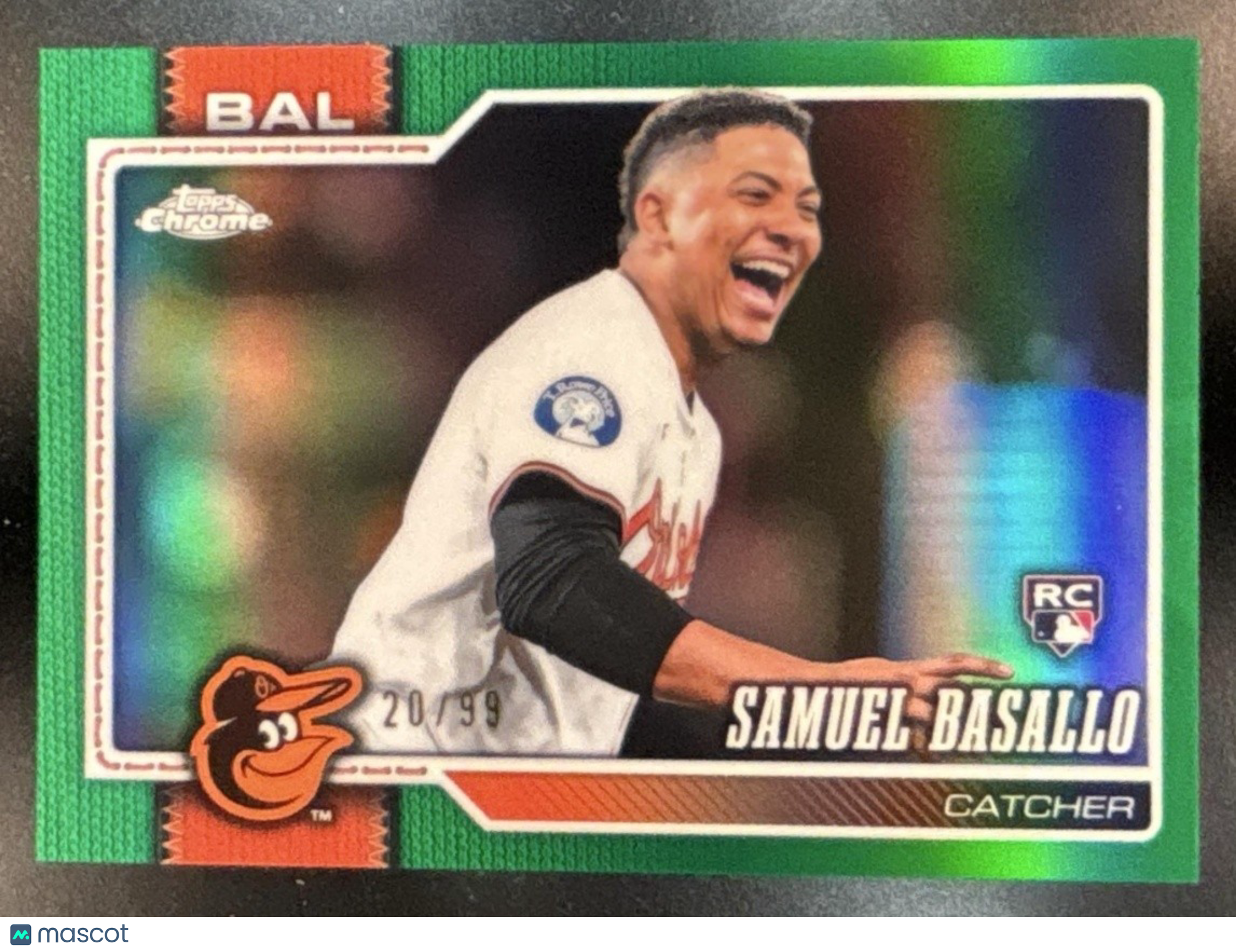 2026 Topps Chrome Samuel Basallo Image Variation Green /99 #7 RC Orioles