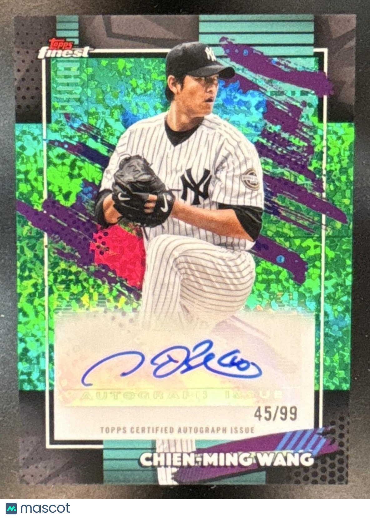 2026 Topps Finest Chien-Ming Wang Mega Auto Green Mini-Diamond /99 Yankees