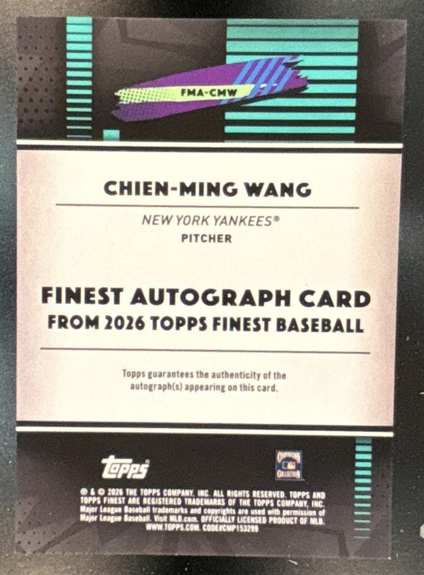 2026 Topps Finest Chien-Ming Wang Mega Auto Green Mini-Diamond /99 Yankees