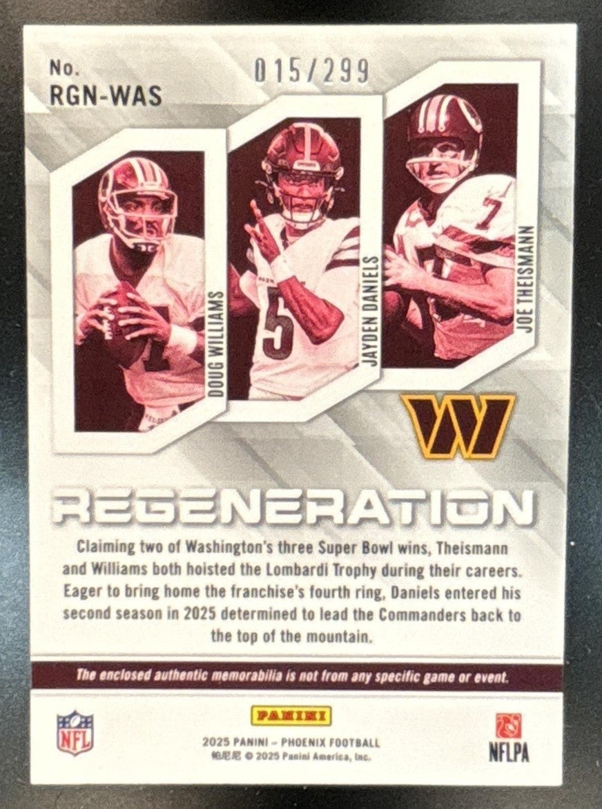 2025 Phoenix Doug Williams Jayden Daniels Joe Theismann Regeneration Patch /299