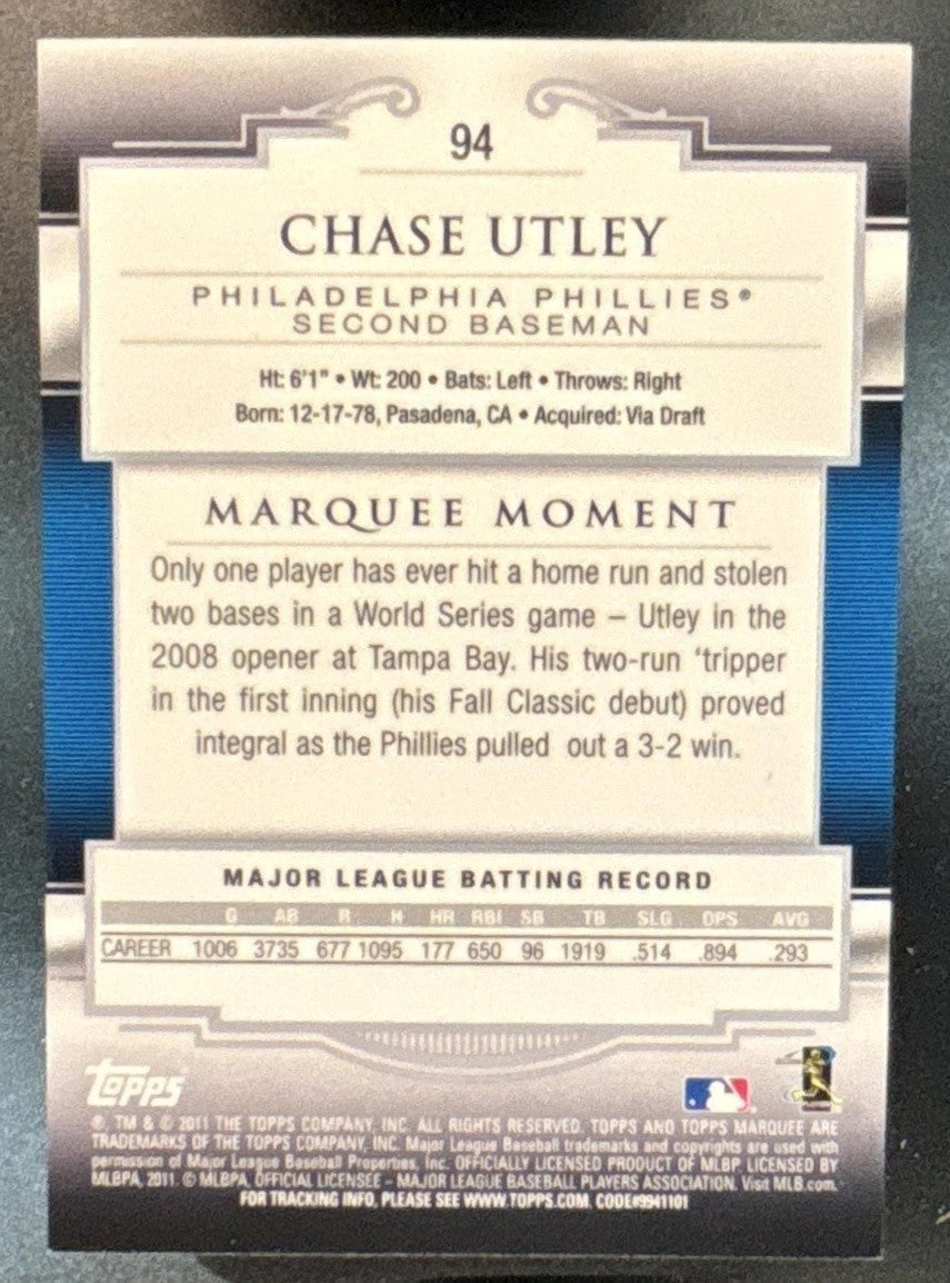 2011 Topps Marquee Chase Utley /299 #94 Philadelphia Phillies