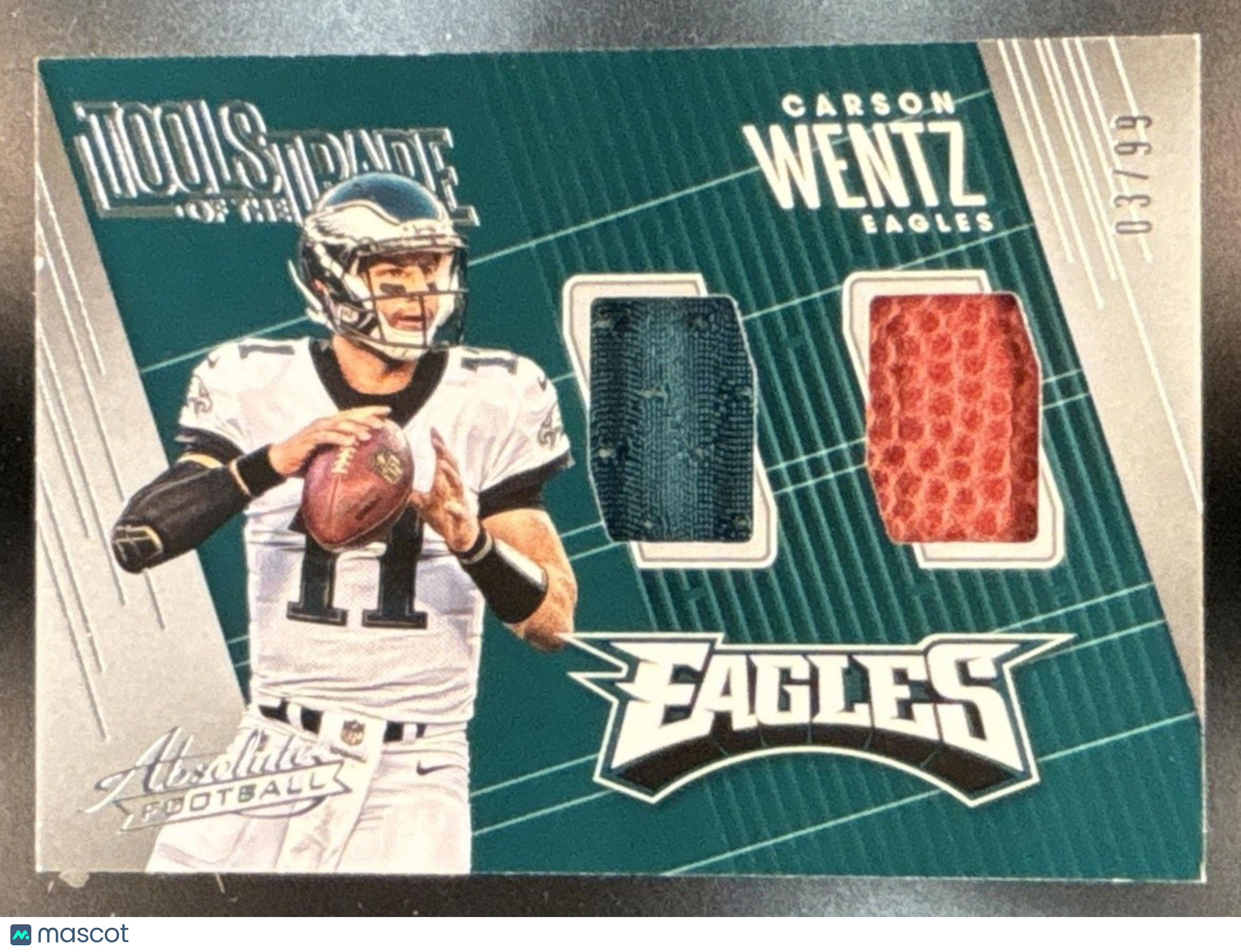 2018 Panini Absolute Carson Wentz Tools of the Trade Double /99 MEM Eagles