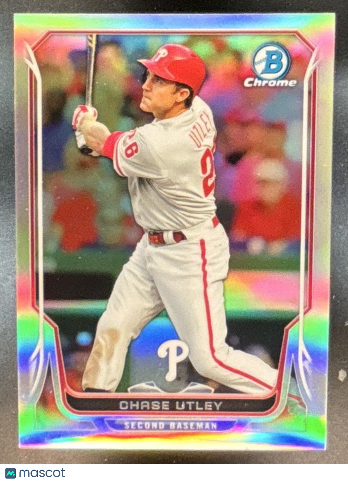 2014 Bowman Chrome Chase Utley Refractor /500 #123 Philadelphia Phillies