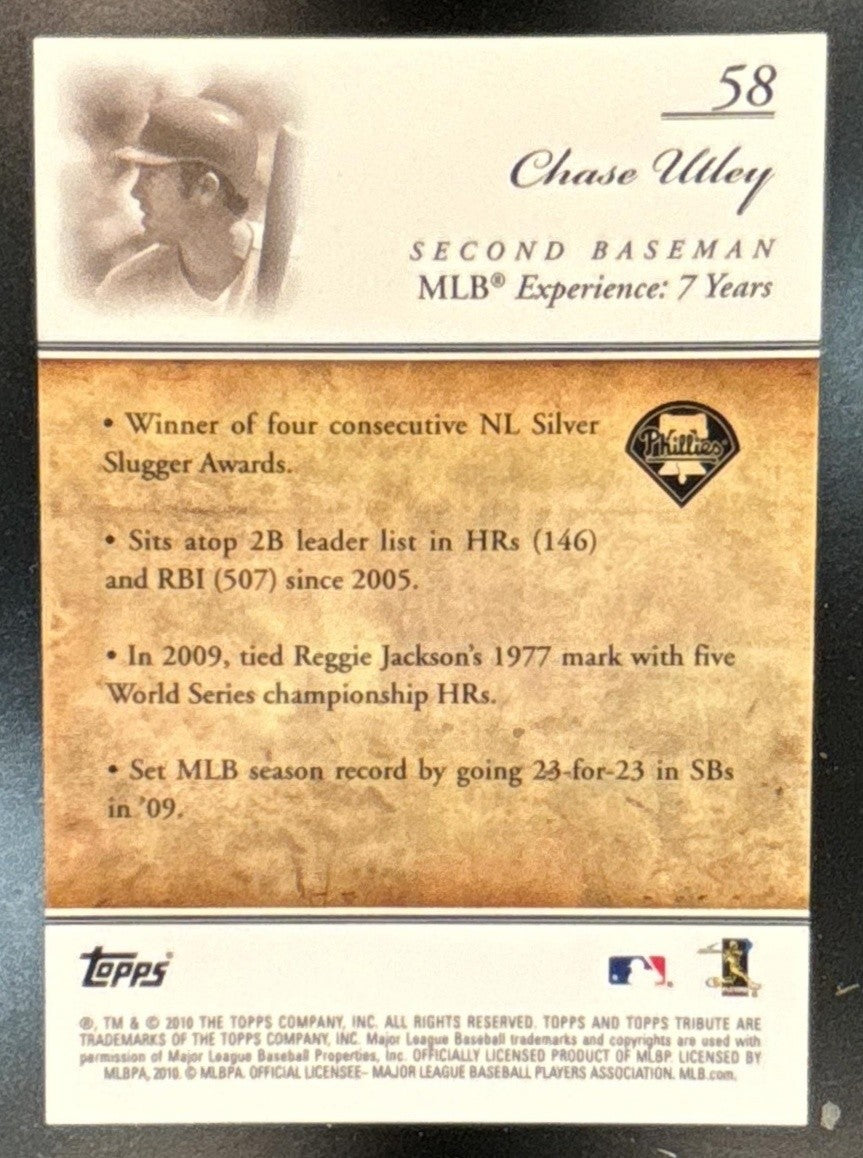 2010 Topps Tribute Chase Utley Blue 399/399 BOOK END #58 Philadelphia Phillies
