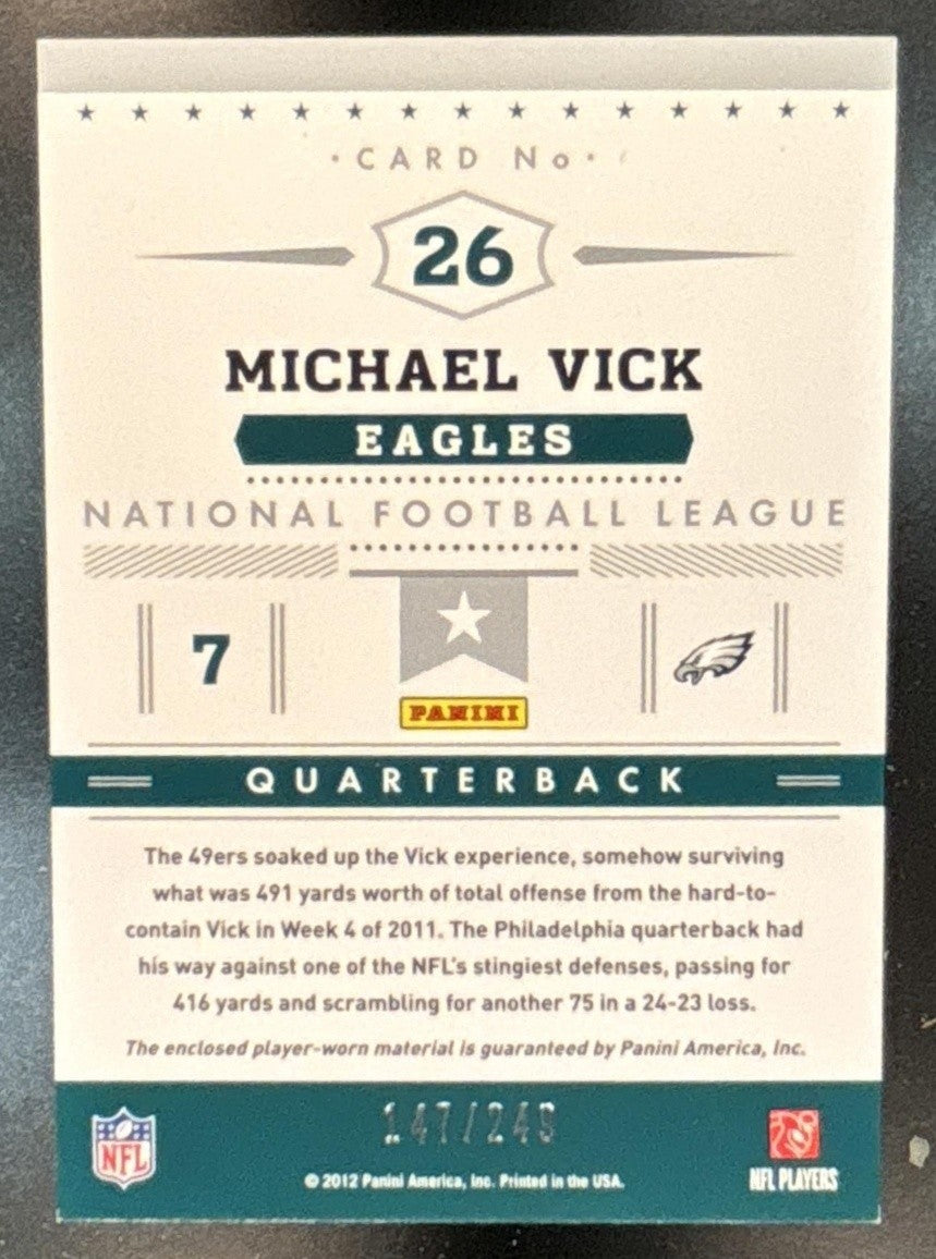 2012 Panini Prestige Michael Vick Stars of the NFL Materials /249 #26 MEM Eagles