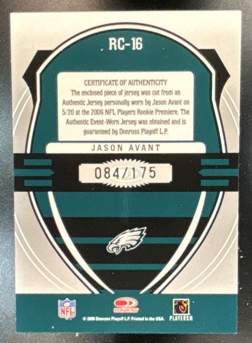 2006 Leaf Rookies & Stars Jason Avant Crusade Materials /175 #RC-16 RC Eagles