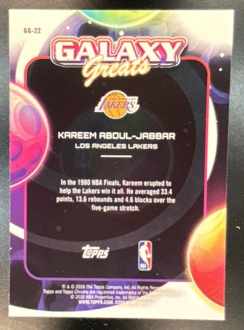 2025-26 Topps Cosmic Chrome Kareem Abdul-Jabbar Galaxy Greats /199 Lakers