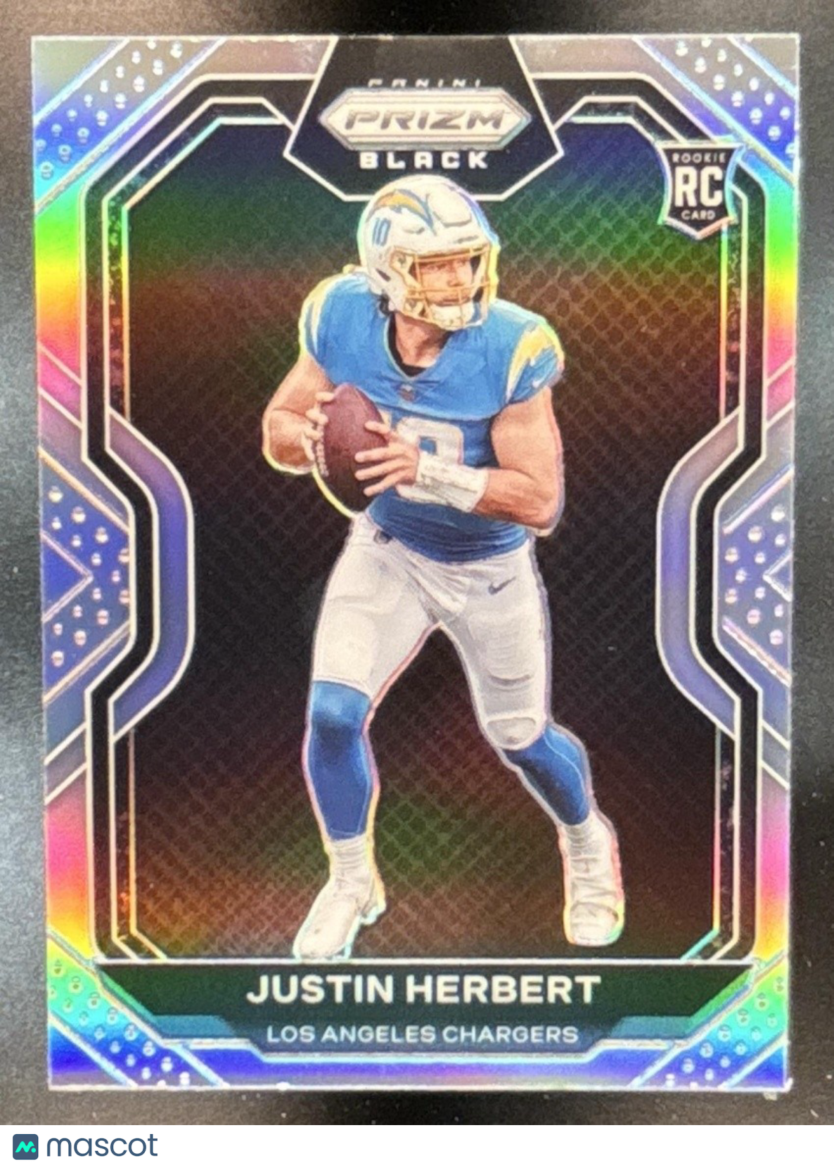2020 Panini Chronicles Justin Herbert Prizm Black Silver RC Los Angeles Chargers