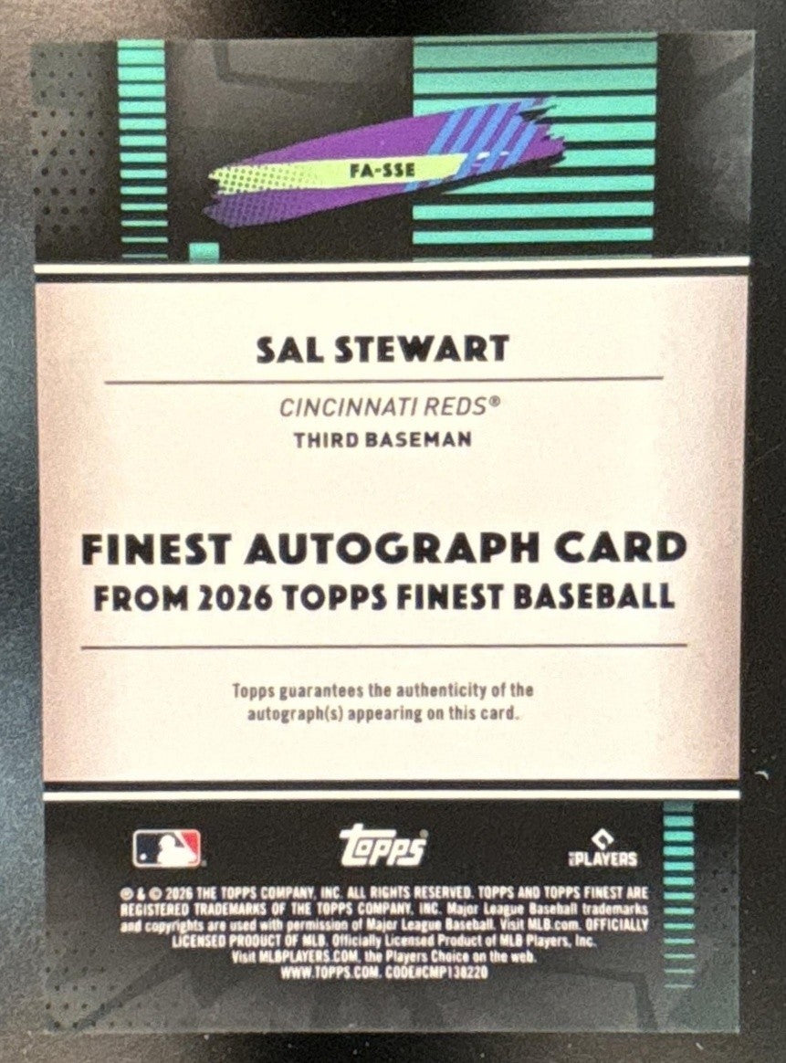 2026 Topps Finest Sal Stewart Auto #FA-SSE RC Cincinnati Reds