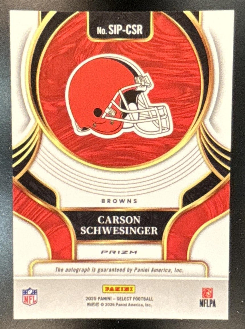 2025 Panini Select Carson Schwesinger Signatures #SIP-CSR Auto Cleveland Browns