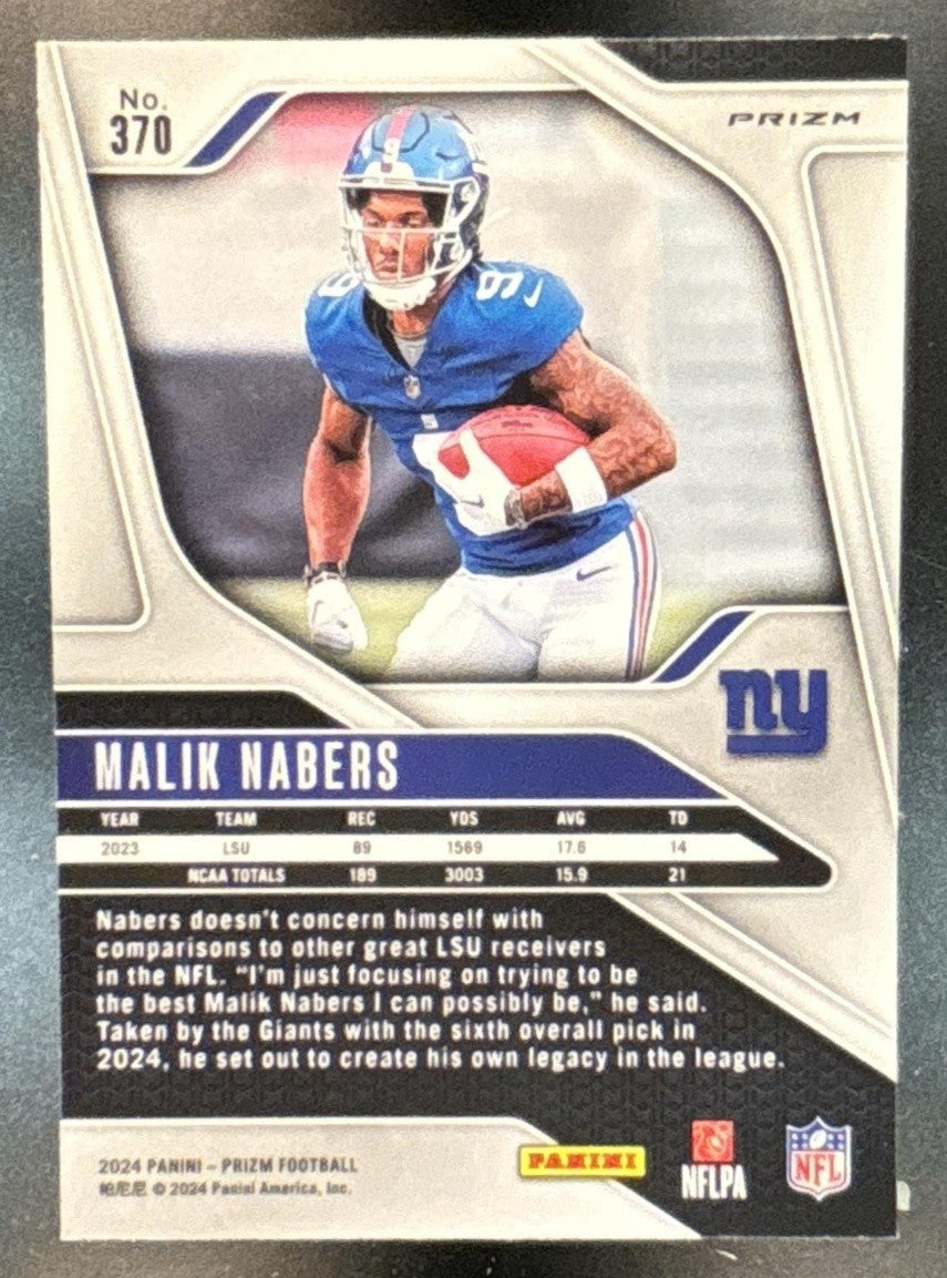 2024 Panini Prizm Malik Nabers Silver #370 RC New York Giants
