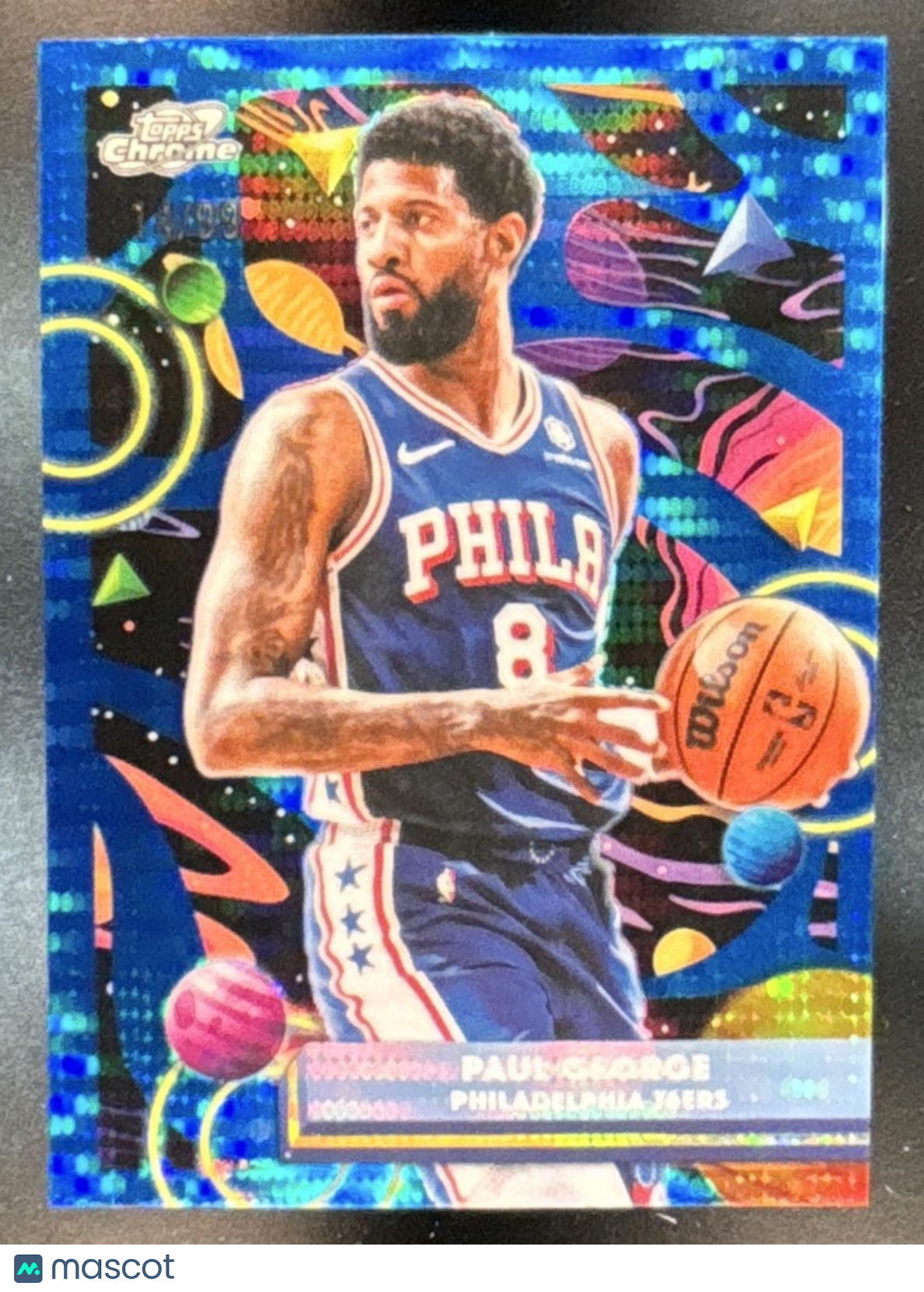 2025-26 Topps Cosmic Chrome Paul George Blue Moon /99 #109 Philadelphia 76ers