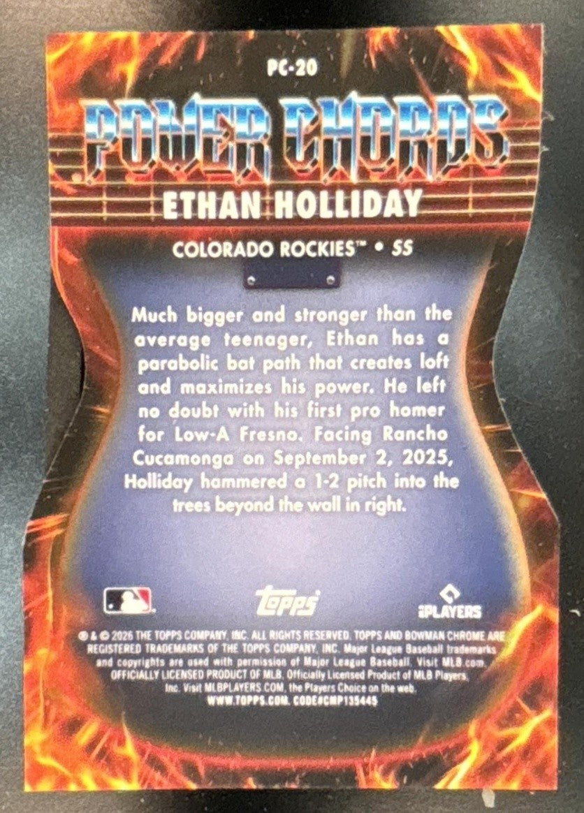 2026 Bowman Ethan Holliday Power Chords Chrome Green /99 #PC-20 Colorado Rockies