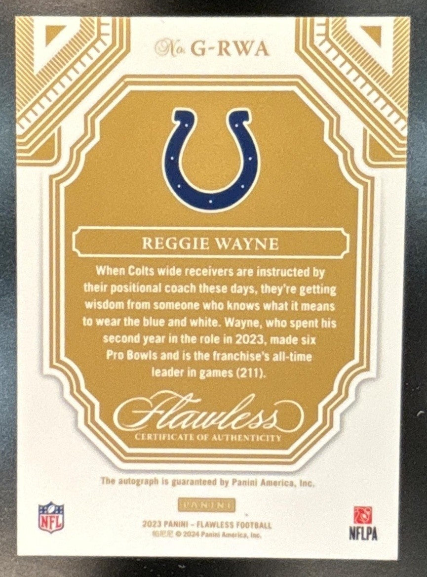 2023 Panini Flawless Reggie Wayne Greats Ruby 1/15 Auto Indianapolis Colts