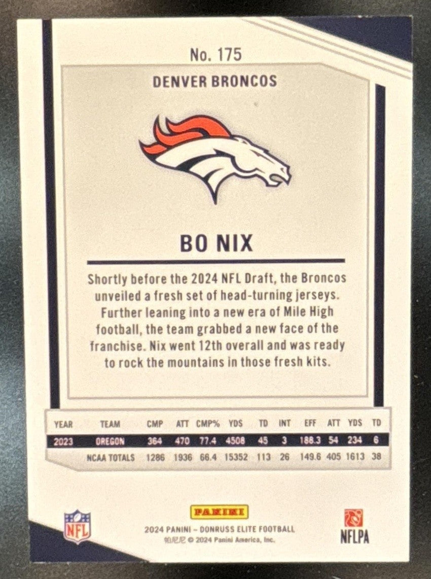 2024 Panini Donruss Elite Bo Nix Status Explosion /875 #175 RC Denver Broncos