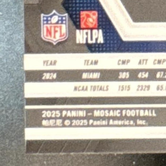 2025 Mosaic Cam Ward Red and White Stripe Prizm #382 RC Tennessee Titans
