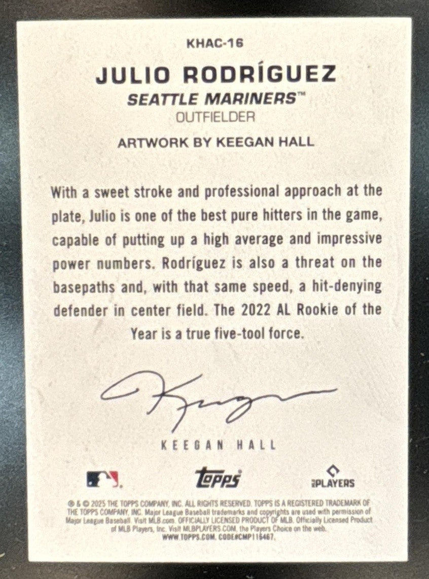 2025 Topps Update Julio Rodriguez Keegan Hall Art Cards #KHAC-13 SSP Mariners