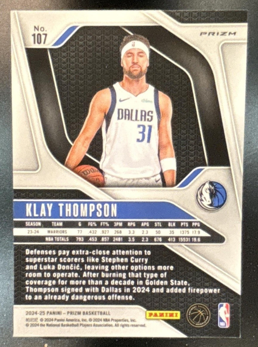 2024-25 Panini Prizm Klay Thompson Glitter #107 Dallas Mavericks
