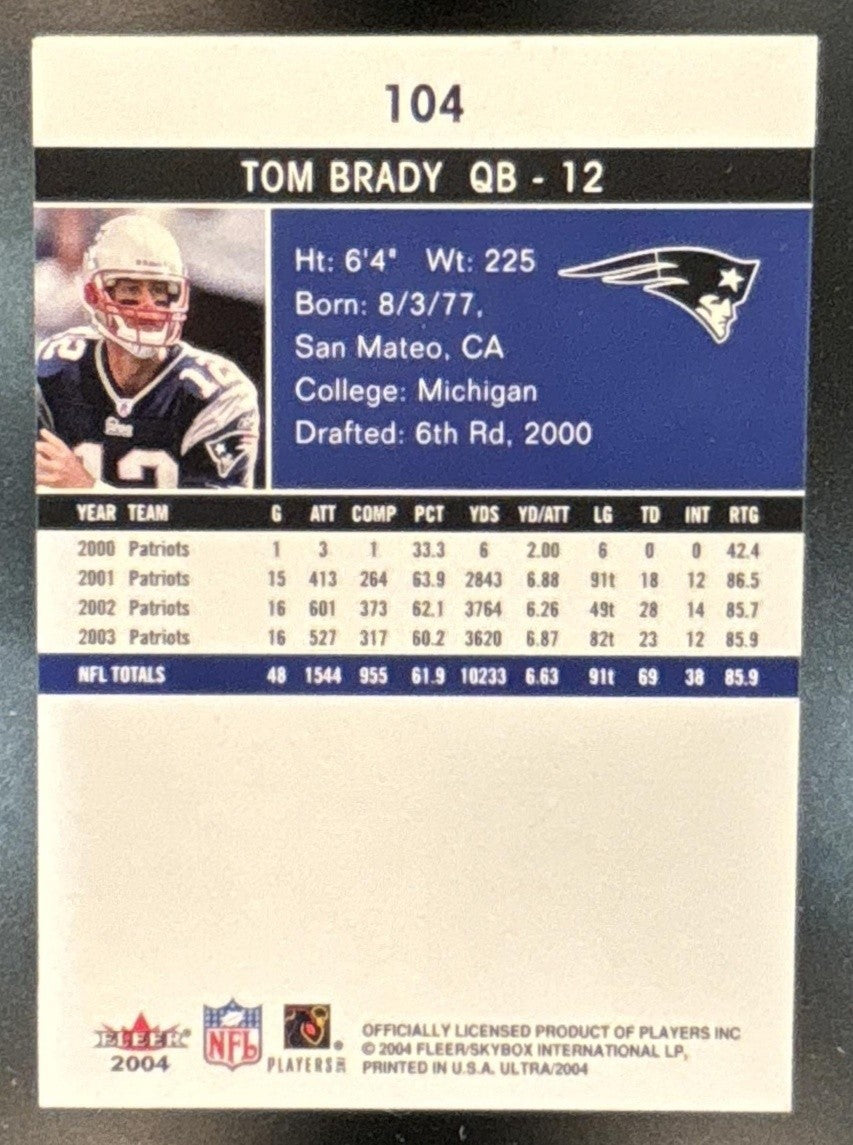 2004 Fleer Ultra Tom Brady #104 New England Patriots