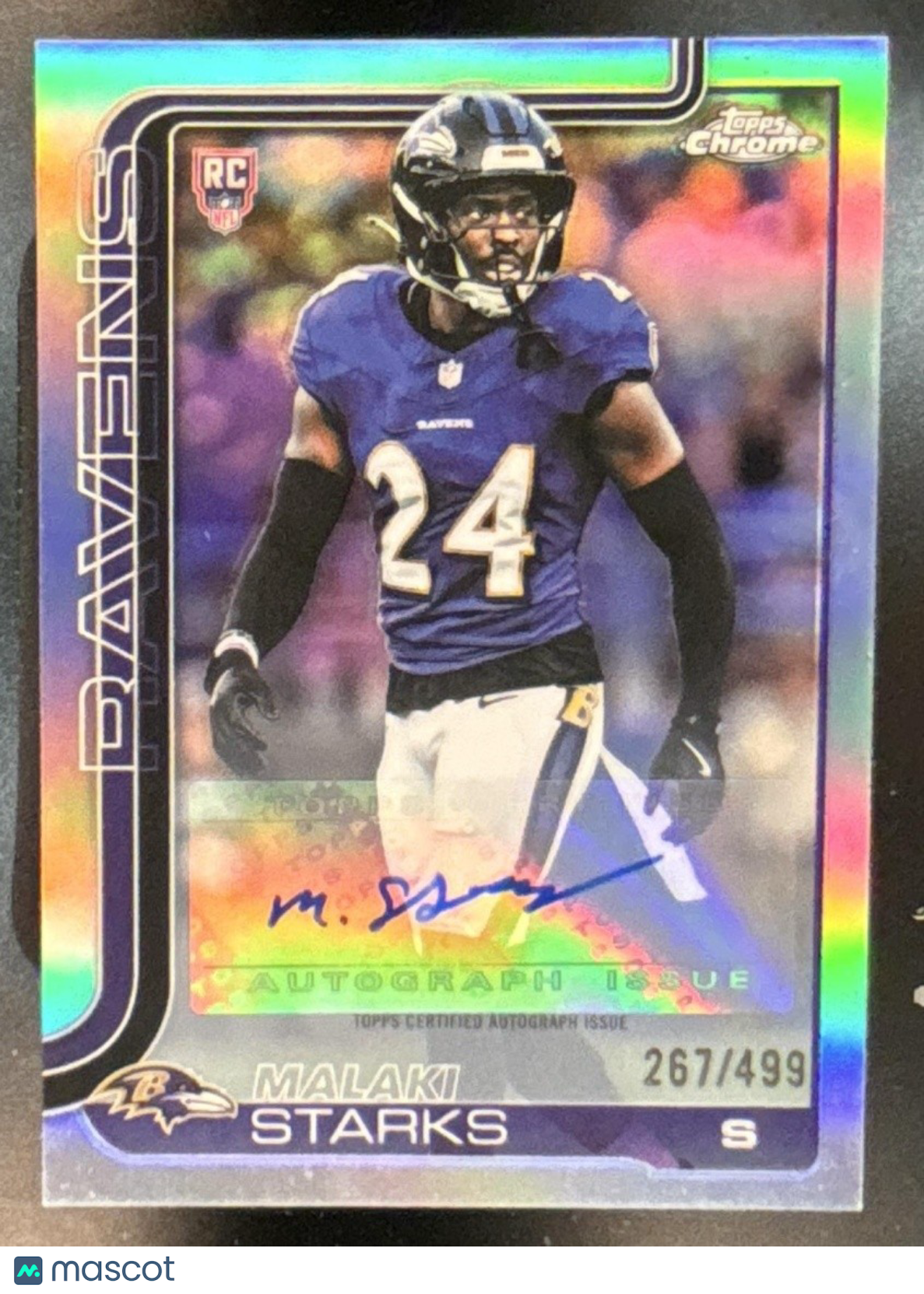 2025 Topps Chrome Malaki Starks Rookie Auto Refractor /499 RC Baltimore Ravens