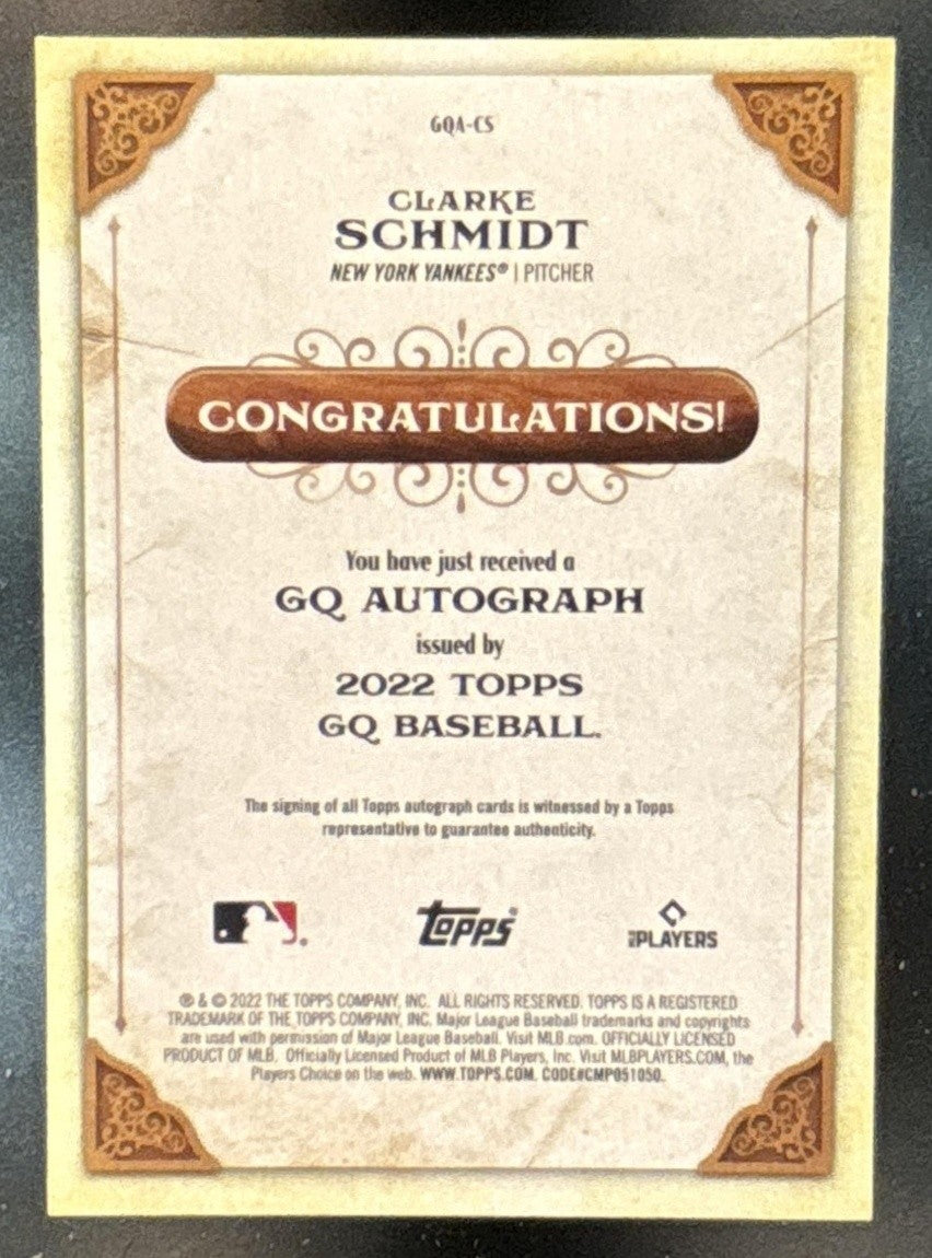 2022 Topps Gypsy Queen Clarke Schmidt GQ Auto #GQA-CS New York Yankees