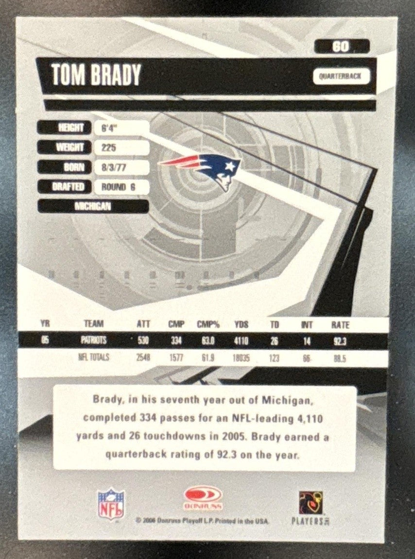 2006 Donruss Elite Tom Brady #60 New England Patriots
