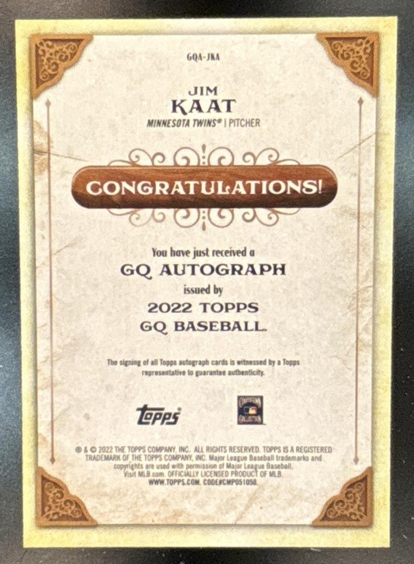 2022 Topps Gypsy Queen Jim Kaat GQ Auto #GQA-JKA Minnesota Twins
