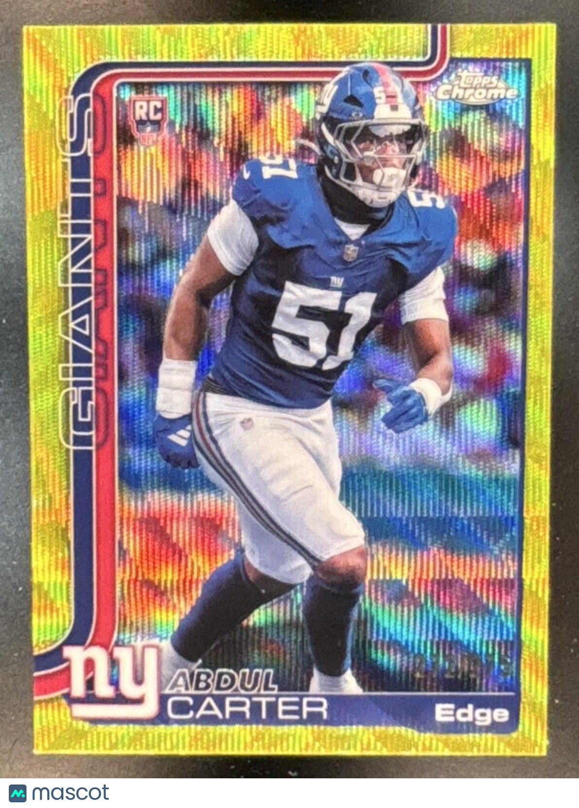 2025 Topps Chrome Abdul Carter Rookie Yellow Wave /275 #350 RC New York Giants