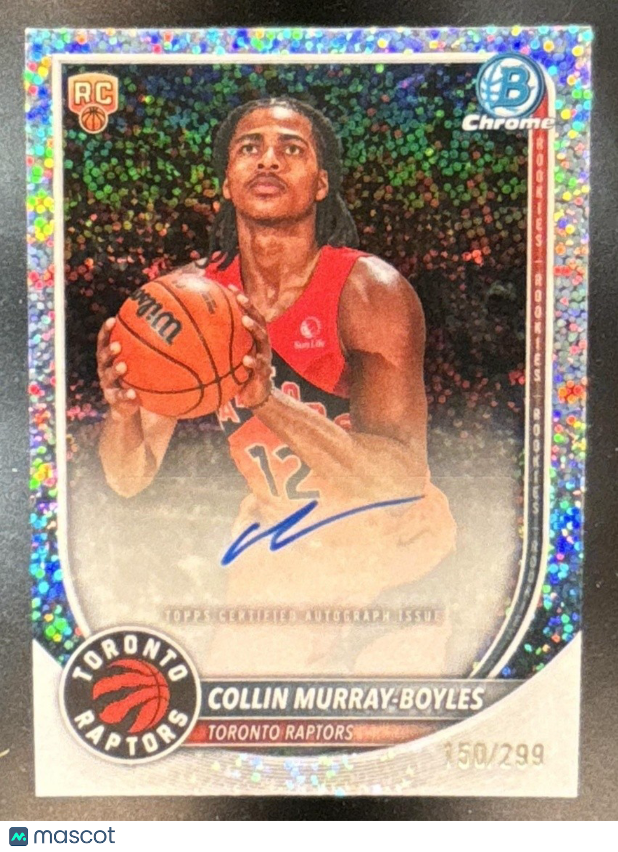 2025-26 Bowman Collin Murray-Boyles Chrome Auto Speckle /299 RC Toronto Raptors