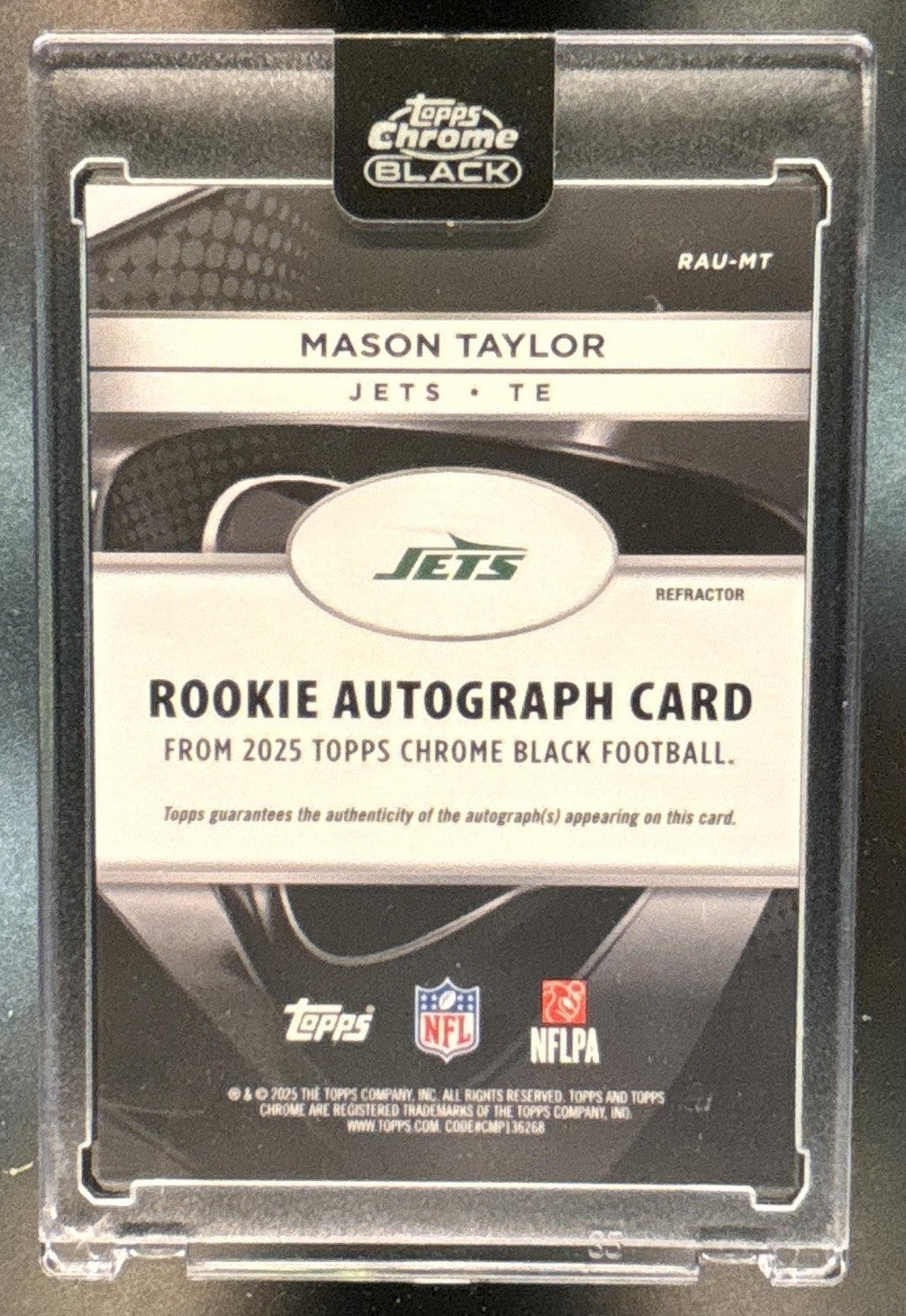 2025 Topps Chrome Black Mason Taylor Auto Refractor /299 RC New York Jets
