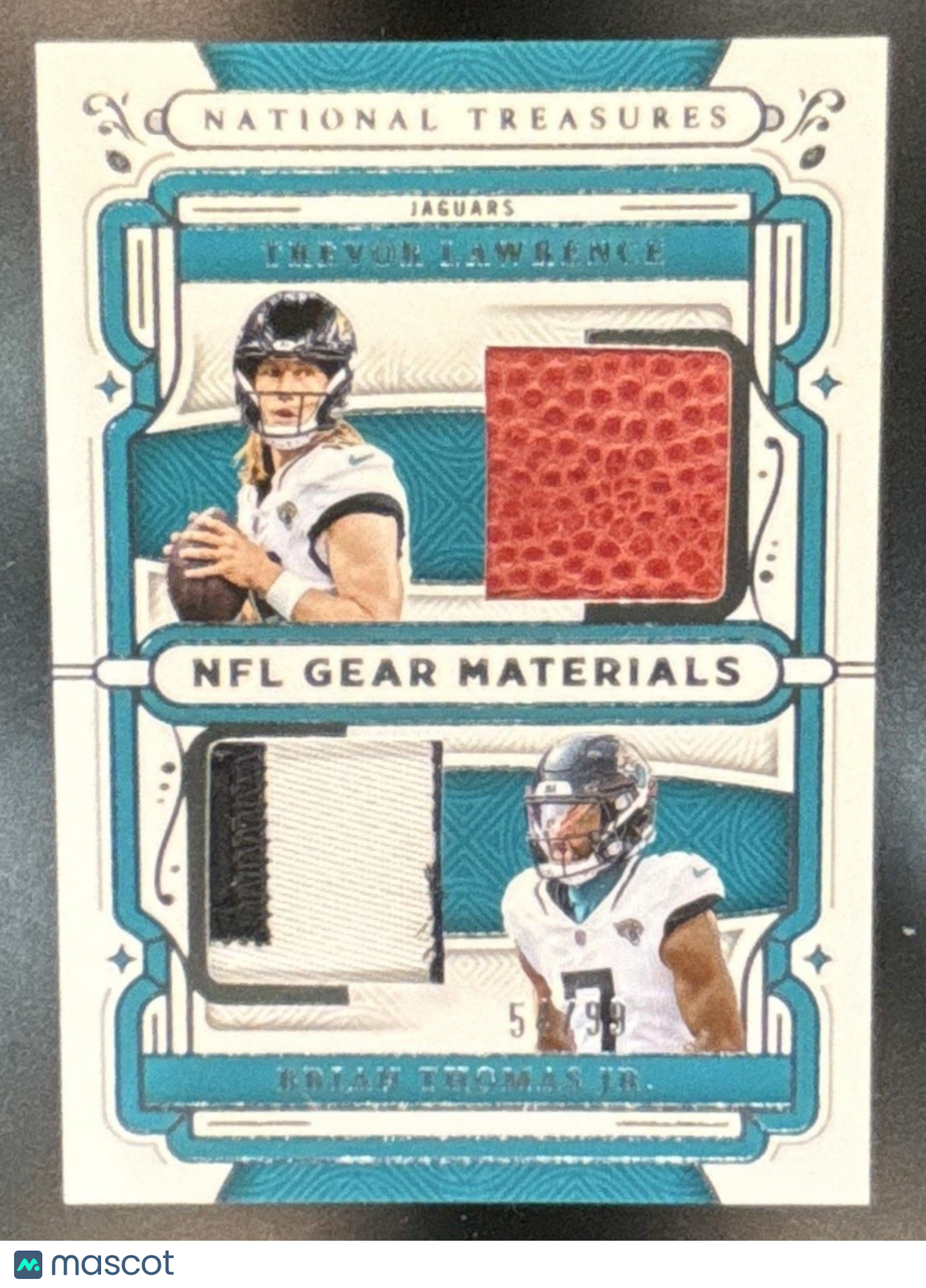 2025 National Treasures Trevor Lawrence Brian Thomas Jr. NFL Gear Combo /99 MEM
