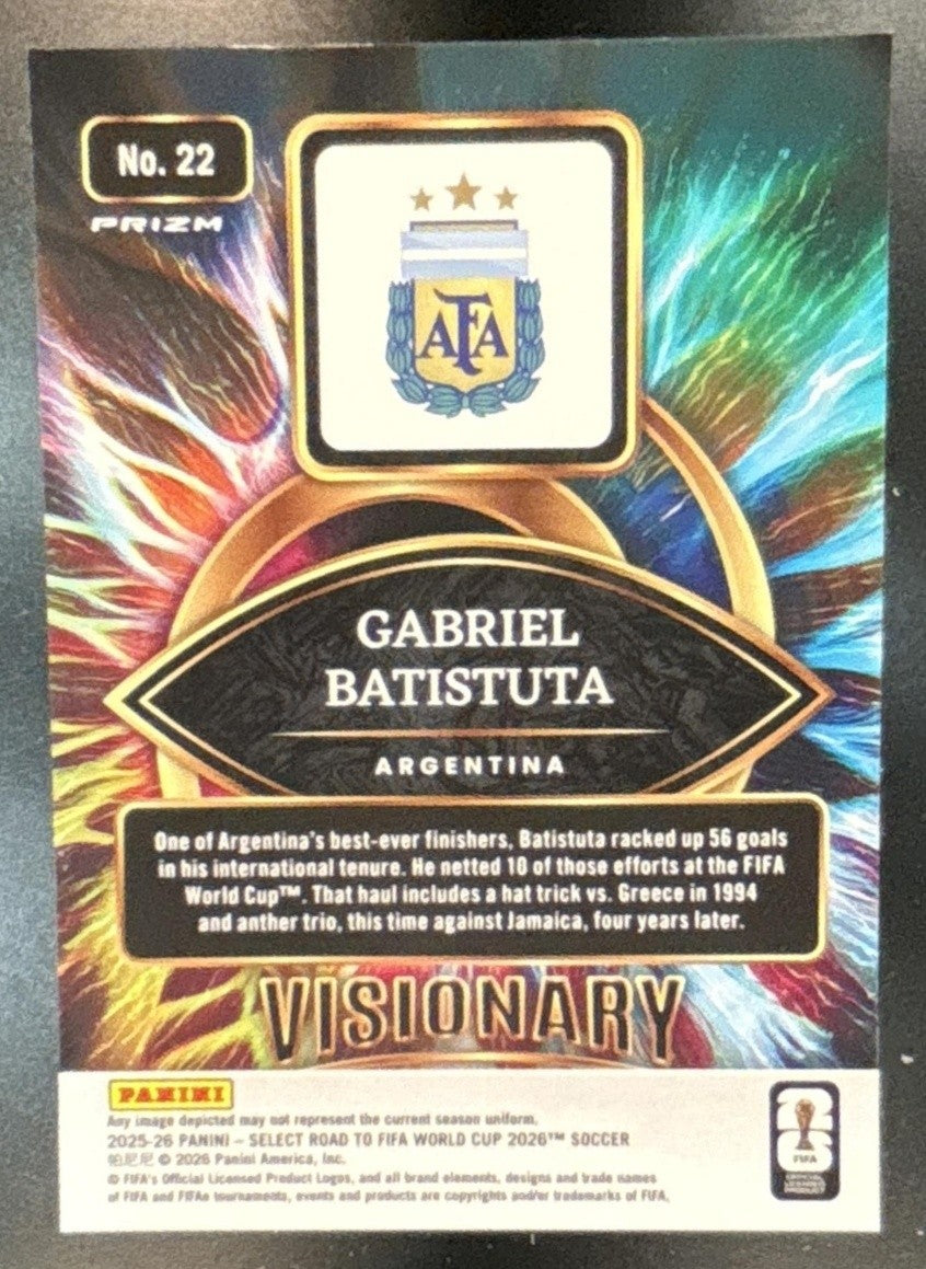 2025-26 Select Road to FIFA World Cup Gabriel Batistuta Visionary #22 Argentina