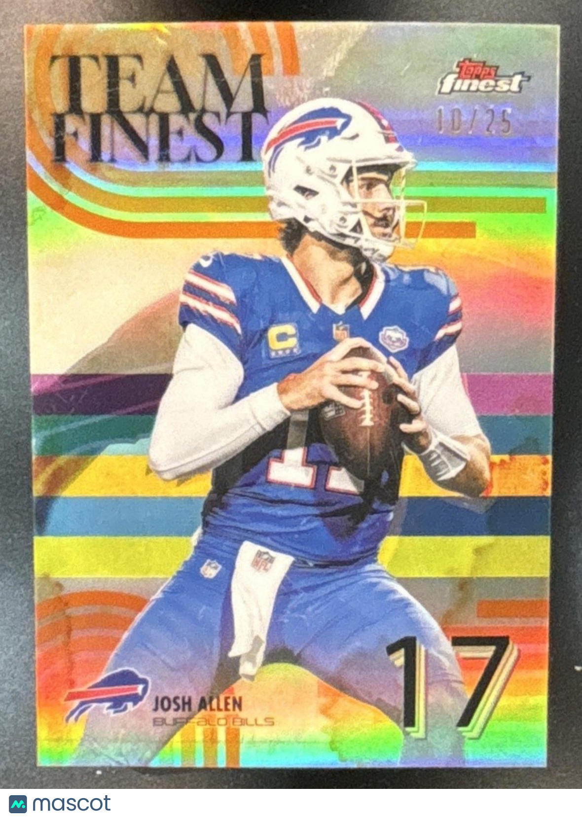 2025 Topps Finest Josh Allen Team Orange Geometric Refractor /25 Buffalo Bills