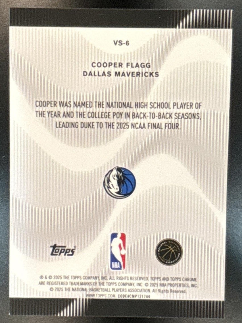 2025-26 Topps Chrome Cooper Flagg Voices Blue Refractor /150 RC Dallas Mavericks
